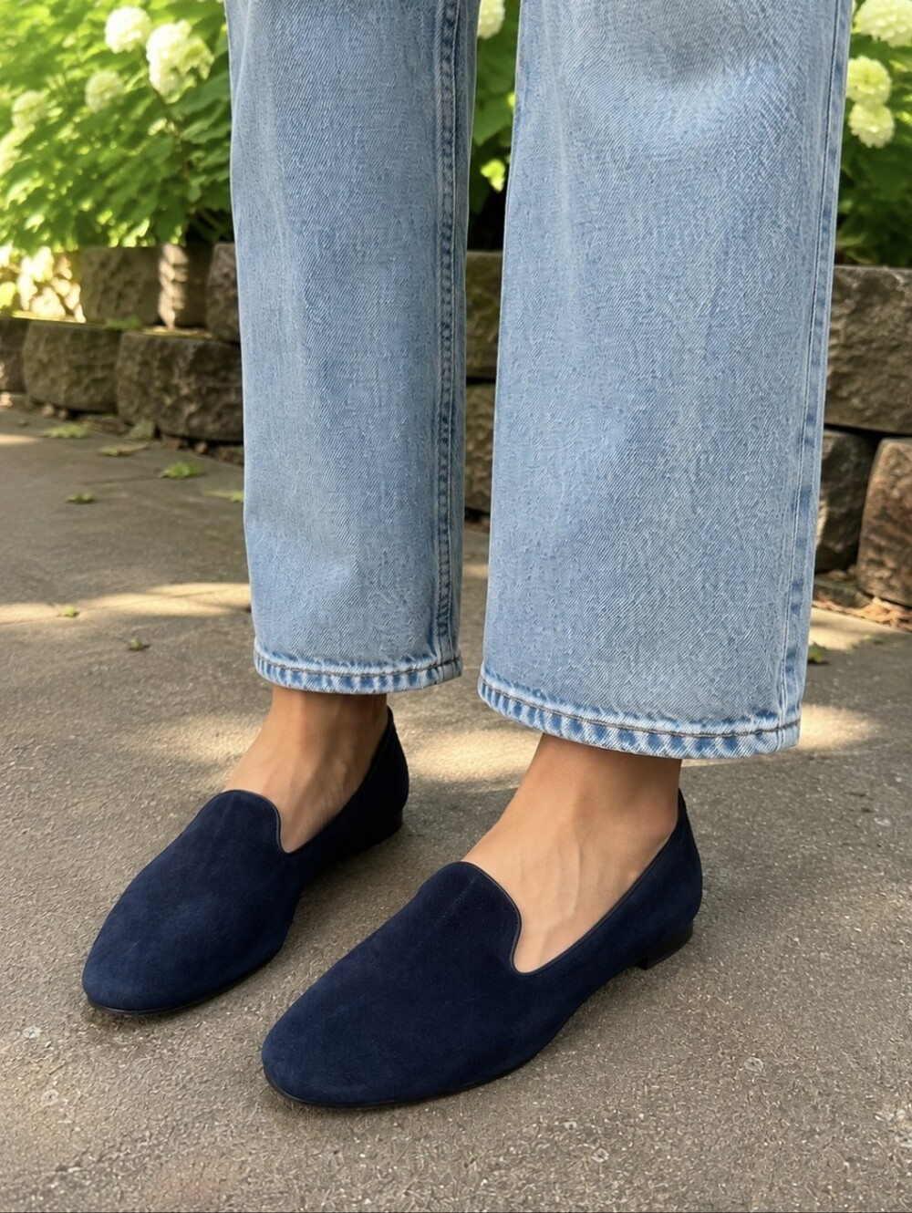 J.Crew Navy Blue Suede Smoking Loafers Flats Size 8.5